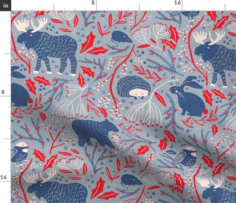 Winter Wonder Woodland Flora And Fauna Fabric Spoonflower