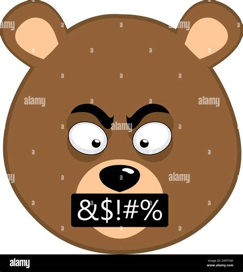 Vector Illustration Face Brown Bear Grizzly Cartoon With Angry