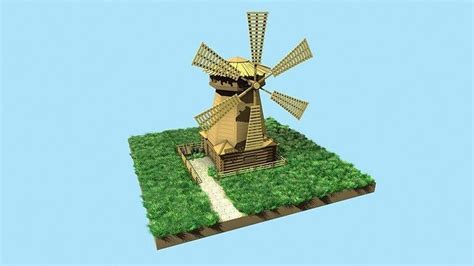 3d Model Low Poly Windmill Vr Ar Low Poly Cgtrader