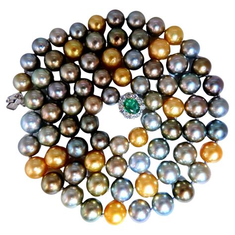 Tahitian Multicolor Natural Pearl Necklace 41 Pearls For Sale At