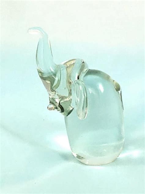 Crystal Elephant Paperweight Made In Taiwan 70s Sassy Etsy Glass Figurines Crystal