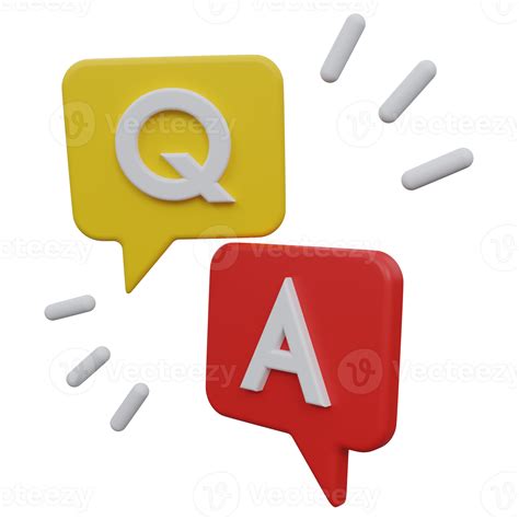 question answer 3d render icon illustration with transparent background