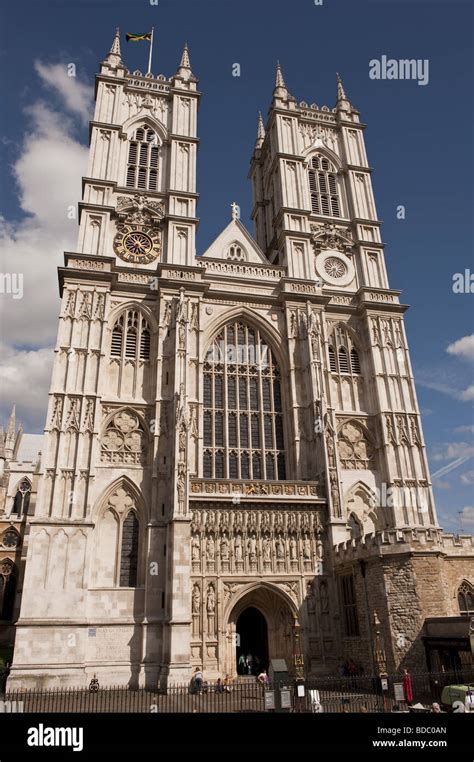 Front Elevation View Of Westminster Abbey London On A Sunny Summers