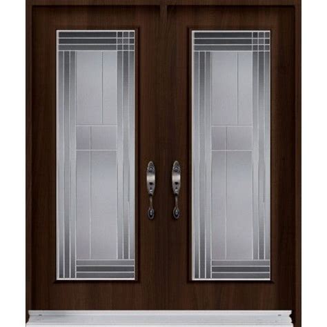 Double Entry Door From Prestige Collection With Lounge Decorative Glass Inserts Door Glass