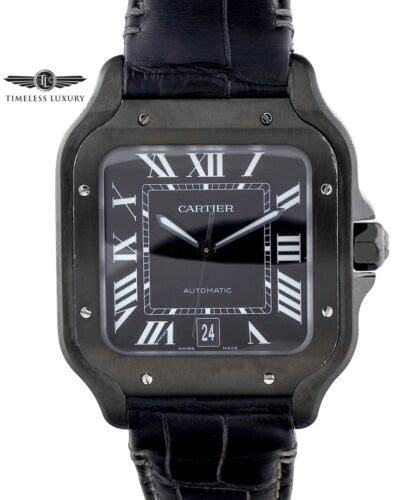 Men S Cartier Santos Large Wssa Black Adlc Coated Mm Black Dial