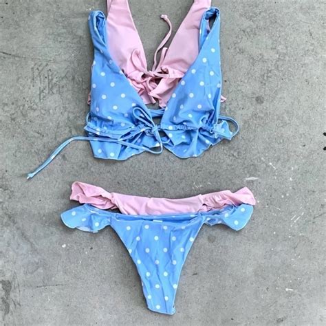 Frankie S Bikinis Swim Elitza Set Blue Polka Dot Bikini Poshmark