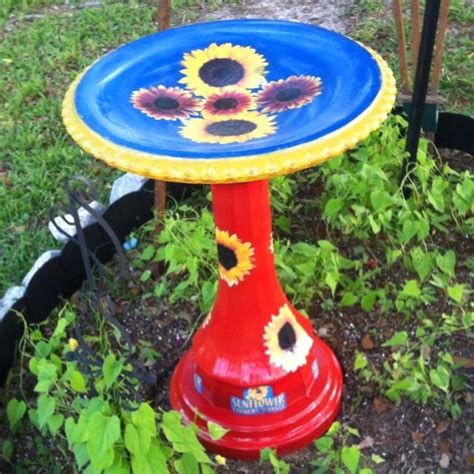 Painted Concrete Bird Baths Designs