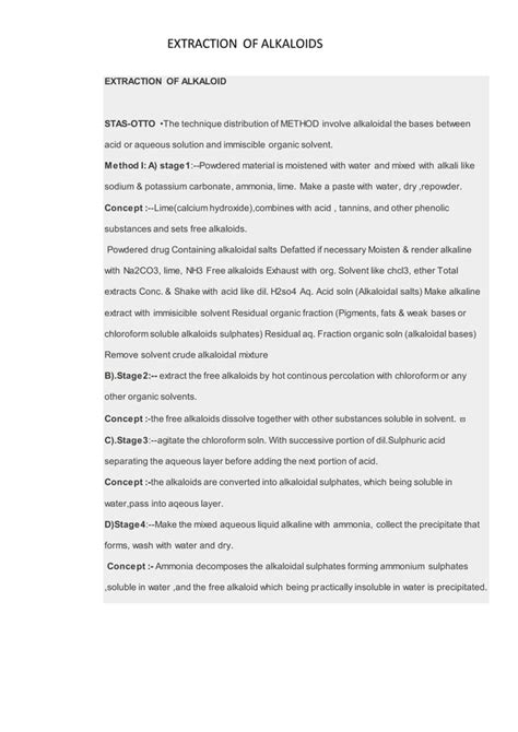 Extraction of alkaloids | PDF