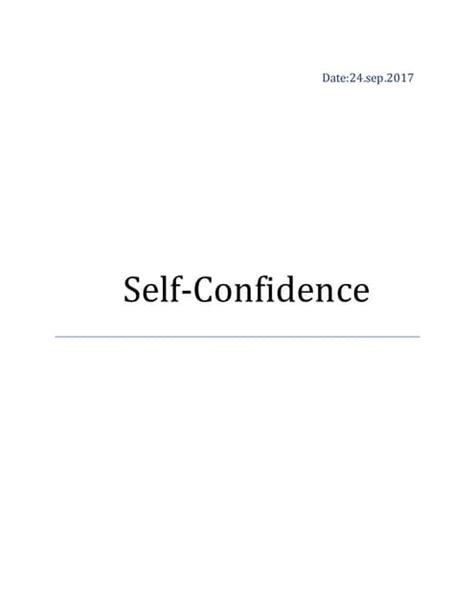 Self Confidence