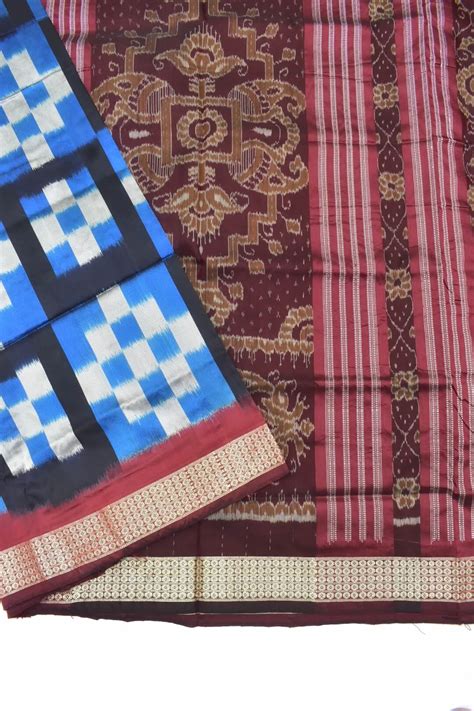 Sky Colour Pasapali Design Sambalpuri Handloom Silk Saree Sambalpuri