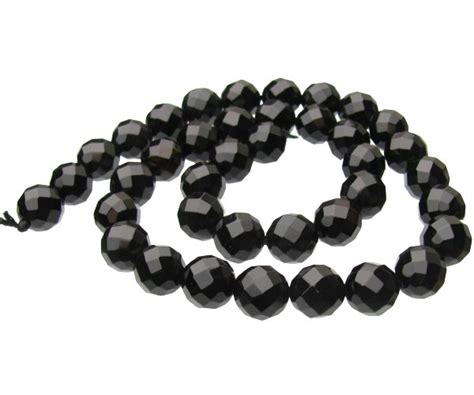 Black Onyx Faceted Round Gemstone Beads 10mm Strand My Beads