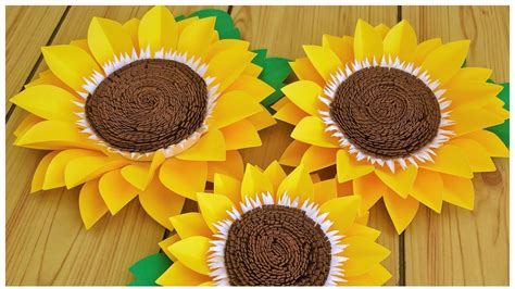 PAPER SUNFLOWERS CÓMO HACER GIRASOLES DE CARTULINA CREACIONES