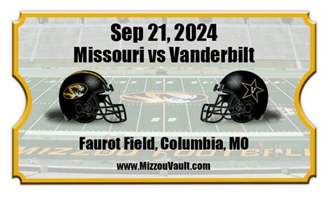 Missouri Tigers Vs Vanderbilt Commodores Football Tickets 092124