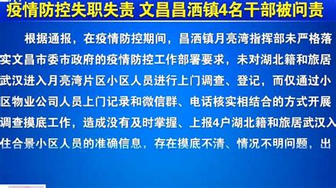 疫情防控失职失责造成重大疫情隐患，文昌市昌洒镇4名干部被问责社会民生好看视频