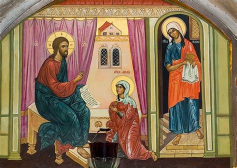 Древо - иллюстрация: Спаситель у Марфы и Марии