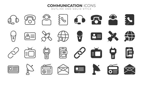 Premium Vector | Communication symbols outline and solid style