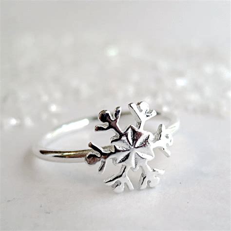 Snowflake Ring Sterling Silver Winter Jewelry Stack Ring Etsy