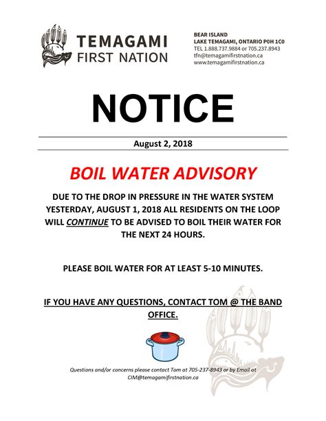 Notice Boil Water Advisory August