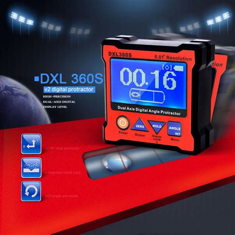 Dxl360s Dual Axis Digital Angle Protractor High Precision Dual Axis Level Gauge With 5 Side