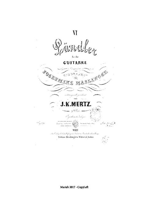 Mertz Johann Kaspar 6 Ländler Op 9 Classical Guitar Library