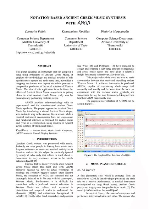 (PDF) NOTATION-BASED ANCIENT GREEK MUSIC SYNTHESIS WITH