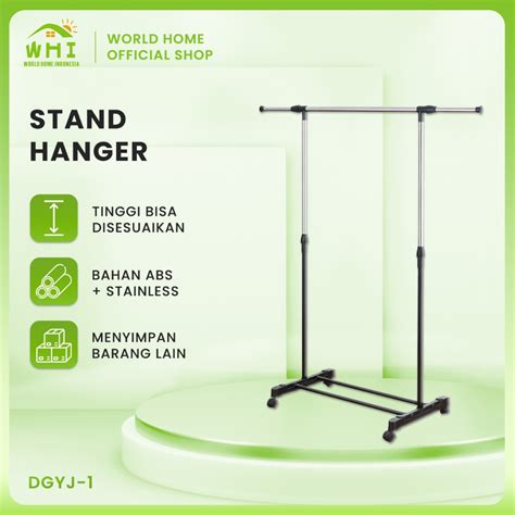 Jual World Home Stand Hanger Gantungan Baju Dengan 4 Roda Stand Hanger