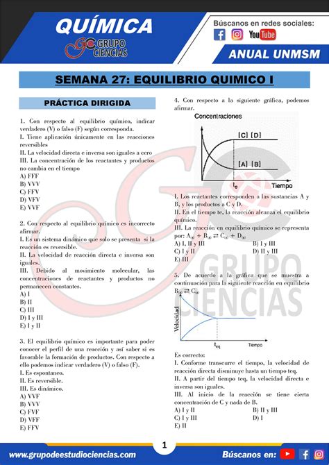 SEM 27 Química ejercicios 1 SEMANA 27 EQUILIBRIO QUIMICO I PR