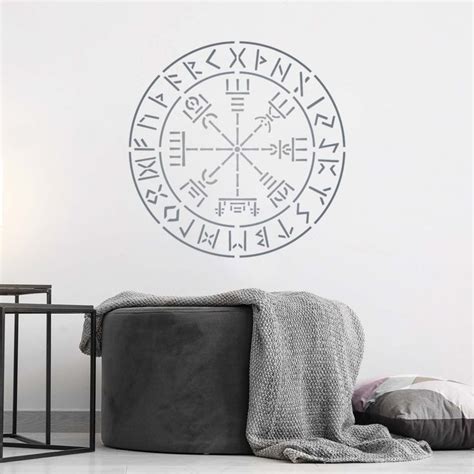 Viking Compass Stencil Vegvisir Symbol Wall Stencil Large Reuseable Icelandic Rune Motif Stencil