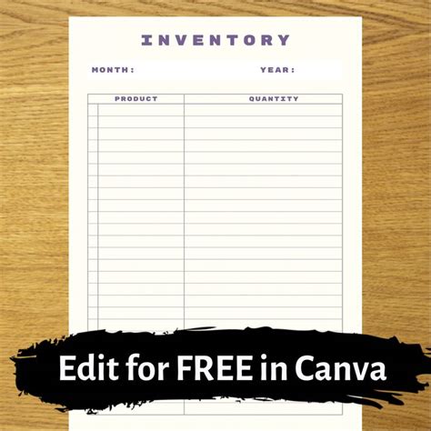 Editable Inventory Tracker Printable Business Inventory Etsy