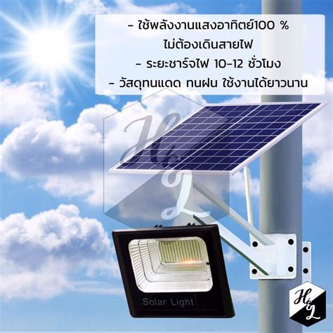 โคมไฟโซลาเซลแผงใหญ 45W Solar lights ไฟสปอตไลท กนนำ ไฟ Solar Cell