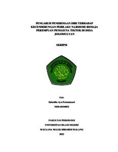 Pengaruh Penerimaan Diri Terhadap Kecenderungan Perilaku Narsisme