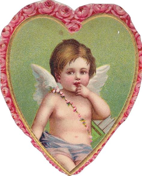 1909 Cherub Rose Hearts Free Printable Valentine Fun Hearts Free