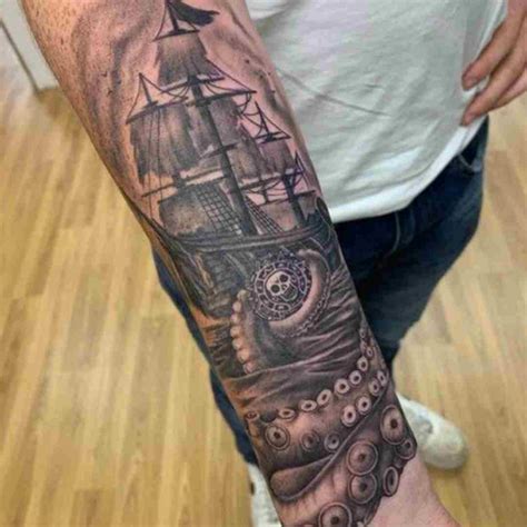 Kraken Ship Tattoo