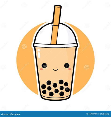 Cute Kawaii Taiwanese Bubble Milk Tea. Stock Vector - Illustration of ...