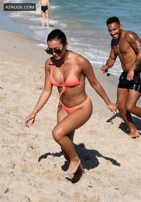 Kaz Crossley Wears A Peach Bikini As She Hits The Beach With Boyfriend Josh Denzel In Miami AZNude
