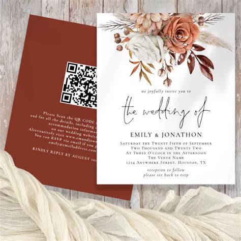 Budget Rustic Terracotta Florals Qr Code Wedding Zazzle