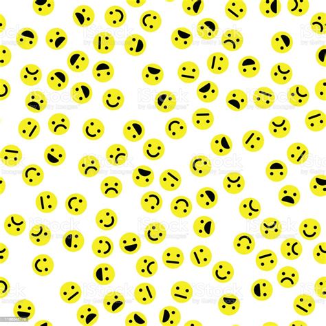 Emoji Seamless Pattern Background Simple Yellow Emoticons Vector