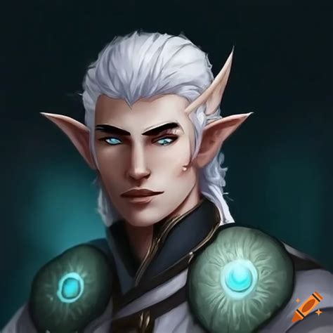 Male High Elf Cleric With Black Hair White Skin And Green Eyes On Craiyon