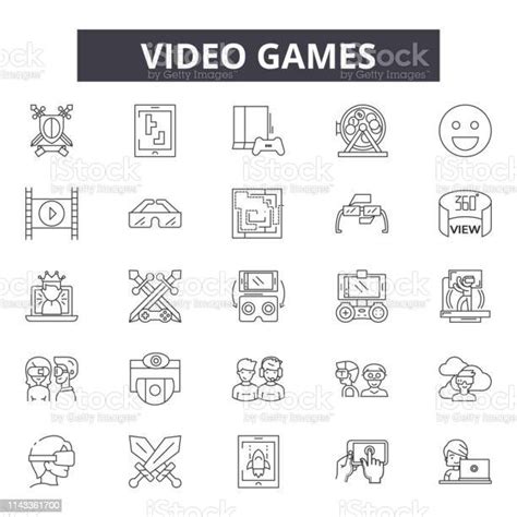 Ilustración De Iconos De Línea De Videojuegos Conjunto De Signos Vector