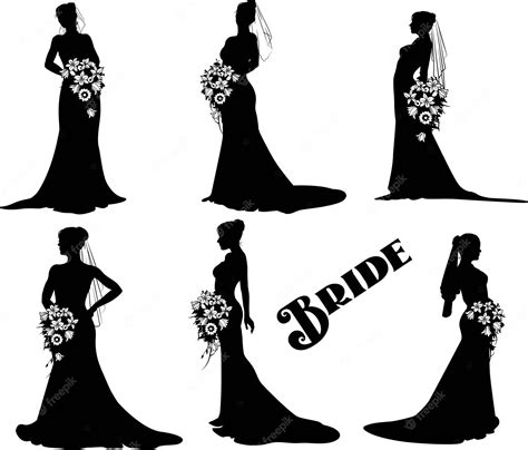 Premium Vector Vector Bride Silhouette Set