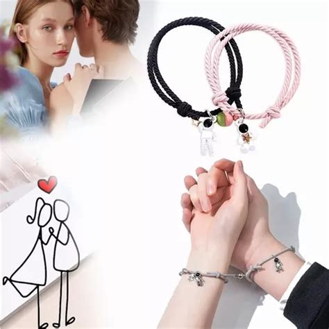 Set Astronauta 2 Pulseras Pareja De Imán Amor Eterno Meses sin intereses