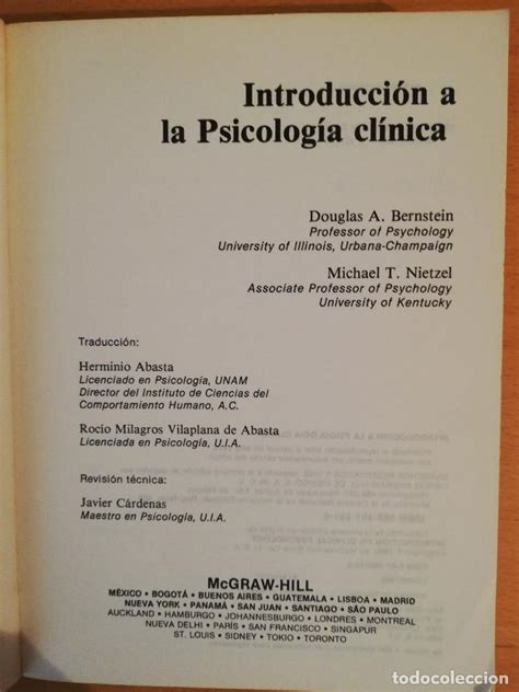 Introduccion A La Psicologia Clinica Douglas A Comprar Libros De Psicología En Todocoleccion