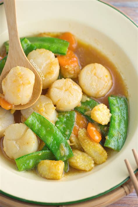 Stir Fry Scallop With Vegetables Recipe Noobcook