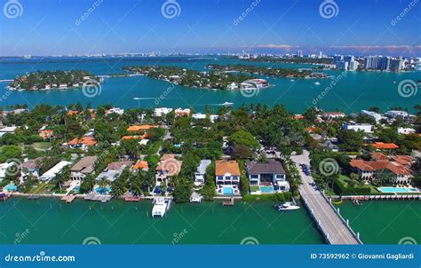 Panoramic Aerial View Of Palm Island Miami Florida Stock Photo