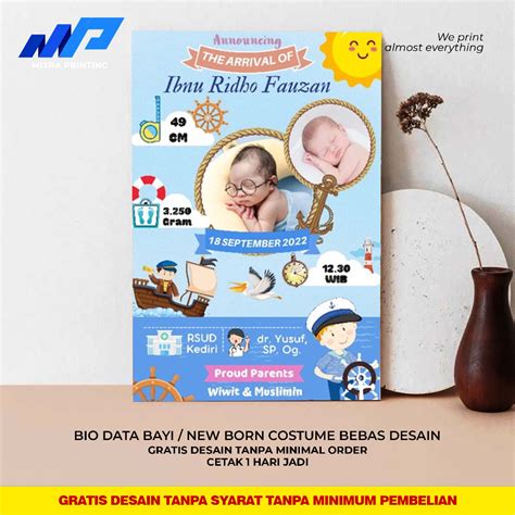 Jual Biodata Bayi New Born Edit Foto Kelahiran Anak Bebas Pilih Tema