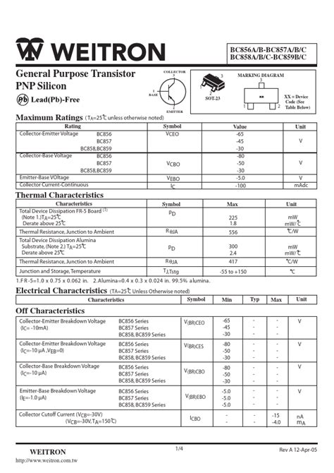 Bc Weitron Transistor Hoja De Datos Ficha T Cnica Distribuidor