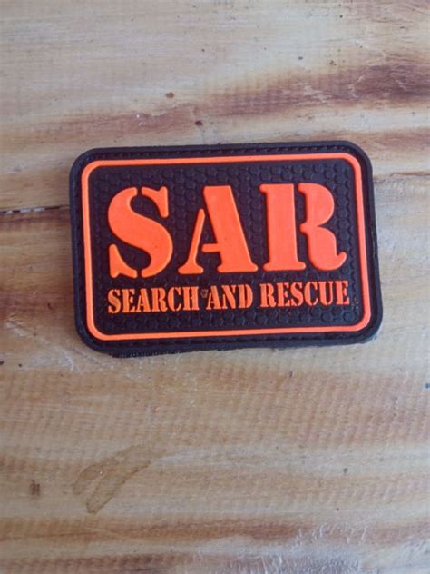 Patch Rubber Logo Tulisan Sar Search And Rescue Emblem Tempelan Topi