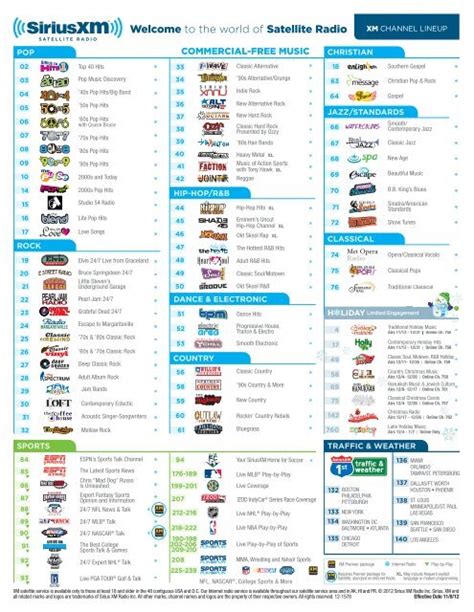 Sirius Xm Channels Printable 2024