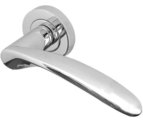 Monaco Designer Lever On Rose Door Handle Polished Chrome Satin Chrome Jv690