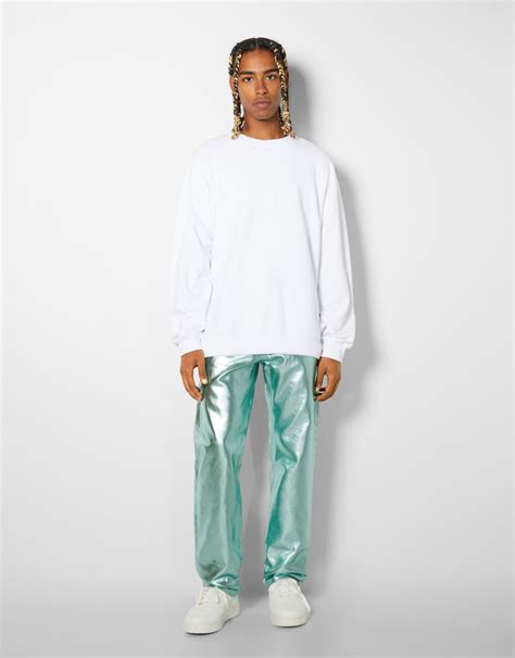 Straight Metallic Jeans Man Bershka